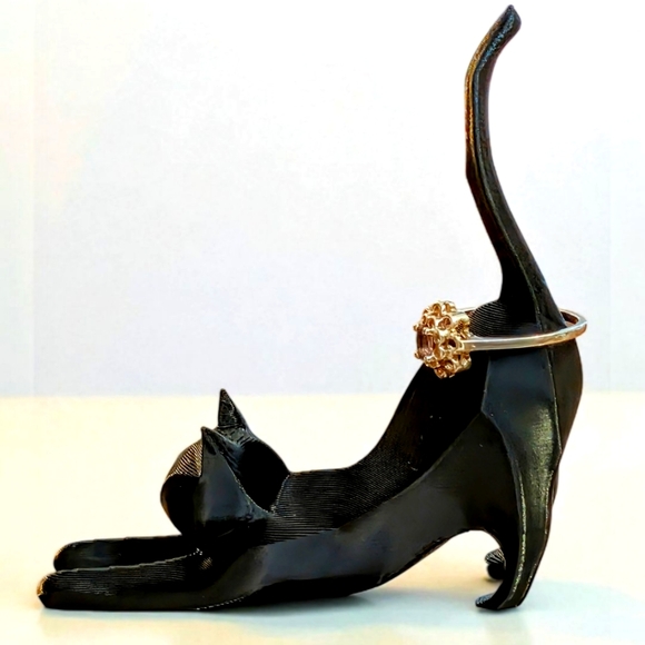 Vintage Amethyst .925 Silver Flower Ring With Little Kitty Ring Holder - Picture 4 of 7